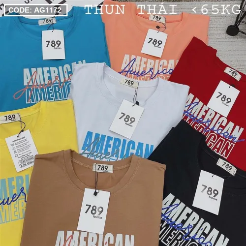Áo thun thái nữ form rộng in chữ American