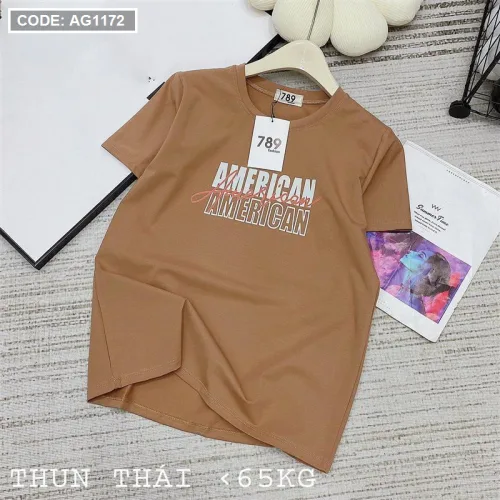 Áo thun thái nữ form rộng in chữ American