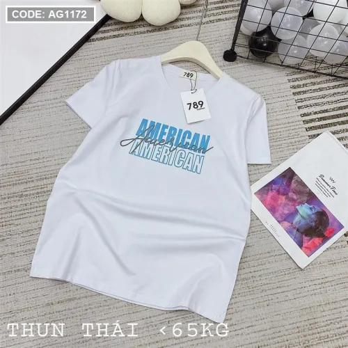 Áo thun thái nữ form rộng in chữ American
