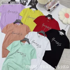 Áo thun thái nữ form rộng in chữ kiểu
