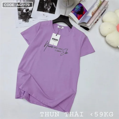 Áo thun thái nữ form rộng in chữ kiểu