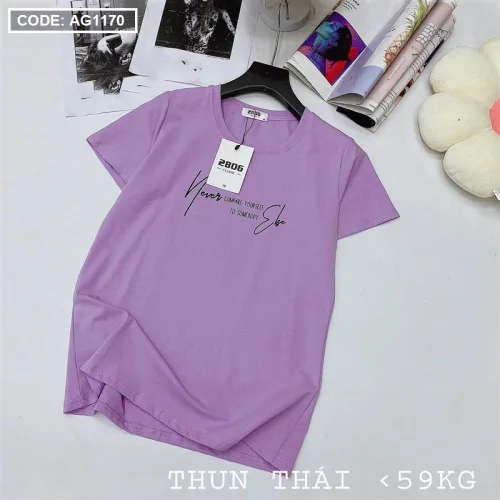 Áo thun thái nữ form rộng in chữ kiểu