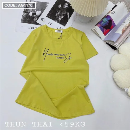 Áo thun thái nữ form rộng in chữ kiểu