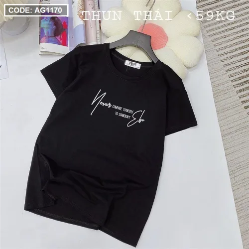 Áo thun thái nữ form rộng in chữ kiểu