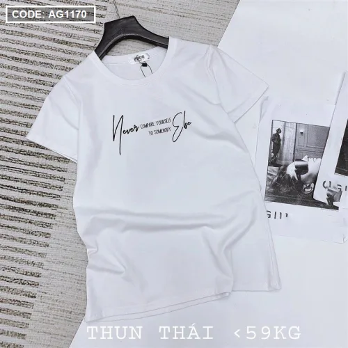 Áo thun thái nữ form rộng in chữ kiểu