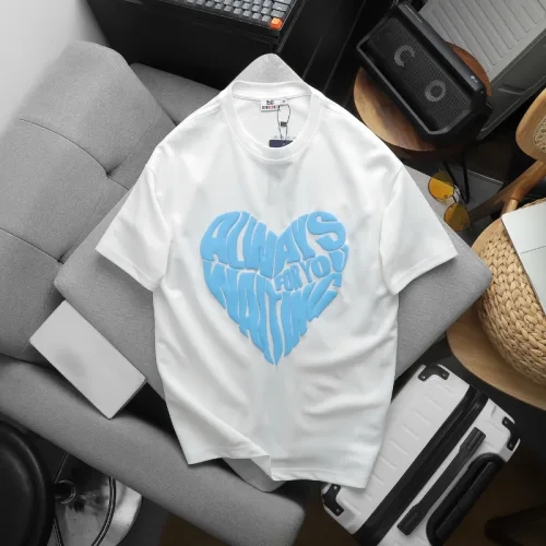 Áo Thun Unisex Cổ Tròn In Chữ Hình Trái Tim Trước Áo Size 40-80kg