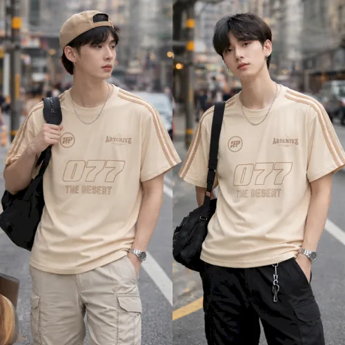 Áo Thun Unisex Cổ Tròn In Số 077 The Desert Trước Áo Size 40-80kg