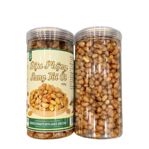 Đậu Phộng Rang Tỏi Ớt Thơm Ngon 500g - Hộp Pet