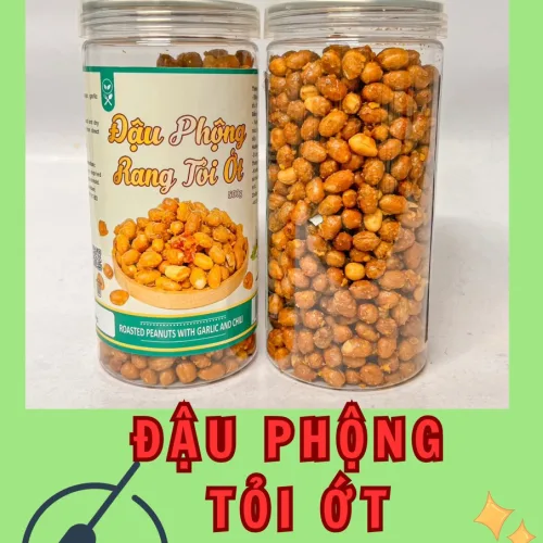 Đậu Phộng Rang Tỏi Ớt Thơm Ngon 500g - Hộp Pet
