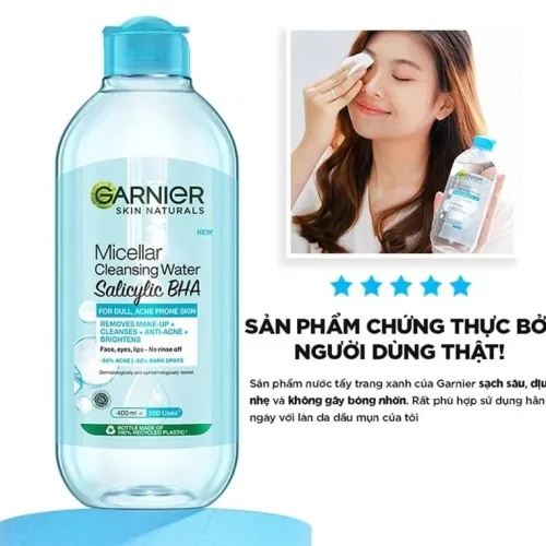 Nước tẩy trang Garnier Micellar BHA 50ml cho da dầu mụn