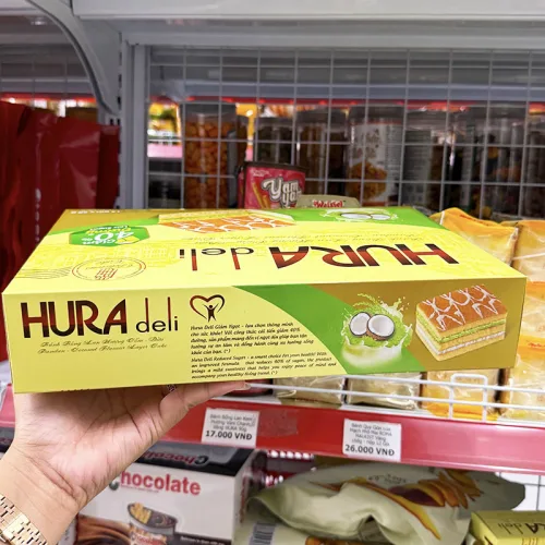 Bánh Bông Lan Bibica Hura Deli Hương Cốm Dừa 336g (12 Gói x 28g)