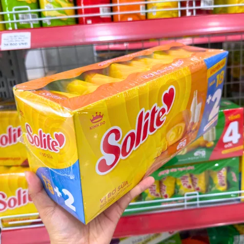 Bánh Bông Lan Tròn Nhân Kem Solite 3 Vị (Lá Dứa, Bơ Sữa) - Hộp 360g