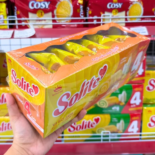 Bánh Bông Lan Cuộn Solite Vị Bơ Sữa Hộp Giấy Lớn 396g