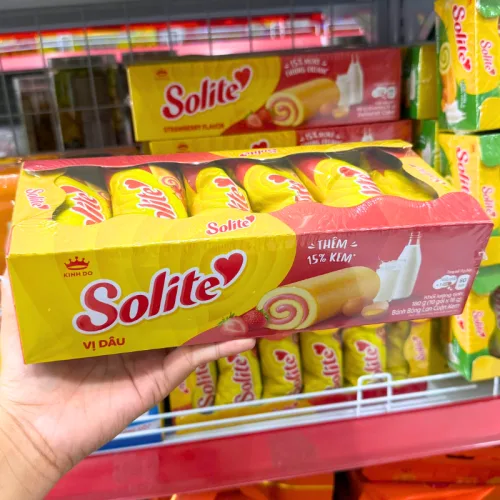 Bánh Bông Lan Cuộn Solite Vị Dâu Hộp Giấy 180g