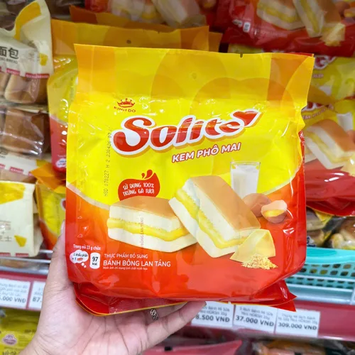 Bánh Bông Lan Tầng Kem Phô Mai Solite 115g (5 Gói x 23g)