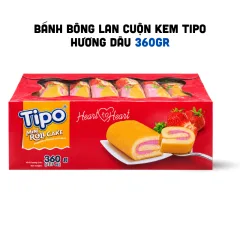 Bánh Bông Lan Cuộn Kem Tipo Hương Dâu 360g - Bánh Bông Lan Tipo