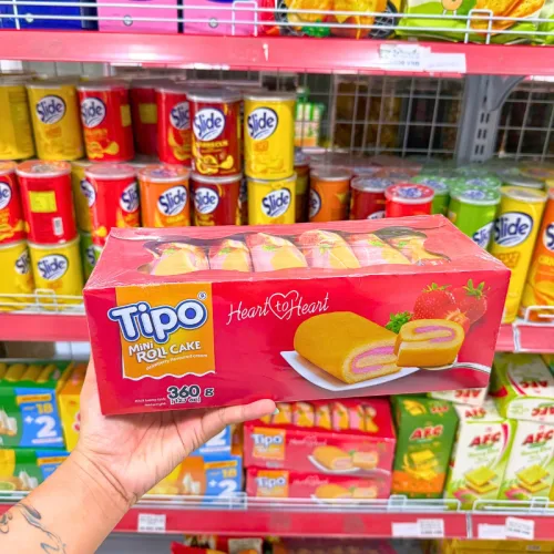 Bánh Bông Lan Cuộn Kem Tipo Hương Dâu 360g - Bánh Bông Lan Tipo