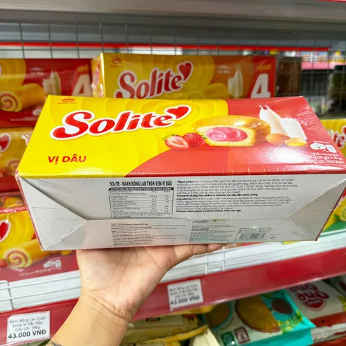 Bánh Bông Lan Tròn Nhân Kem Dâu Solite 324g