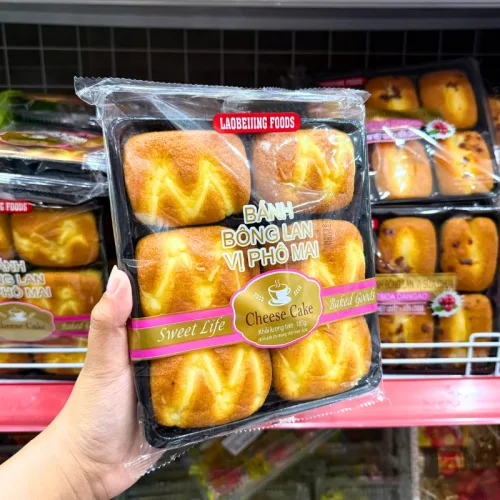 Bánh Bông Lan Tươi Laobeijing Foods Vị Phô Mai Khay 6 Cái 183g