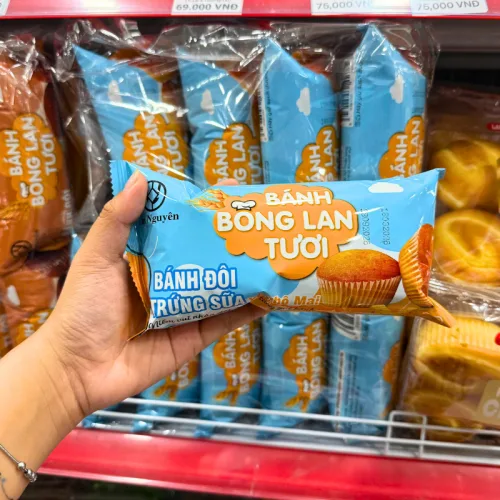 Bánh Bông Lan Tươi Trứng Sữa Kim Nguyên Vị Phô Mai 60g - Bịch Xanh Dương