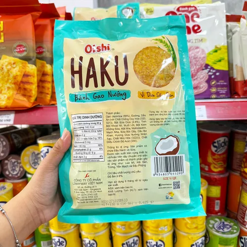 Bánh Gạo Nướng OISHI HAKU Vị Dừa Sấy Giòn 138g