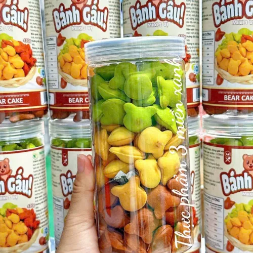 Bánh Gấu Mix 3 Vị Thơm Ngon Hộp Pet 420g (Chùm Ngây- Socola - Truyền Thống) Hộp