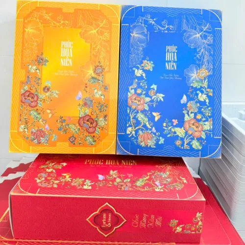 Bánh Hộp Vị Phô Mai, Cà Phê Phúc Hoa Niên - Hộp Bánh Sang Trọng Trang Trí Tết