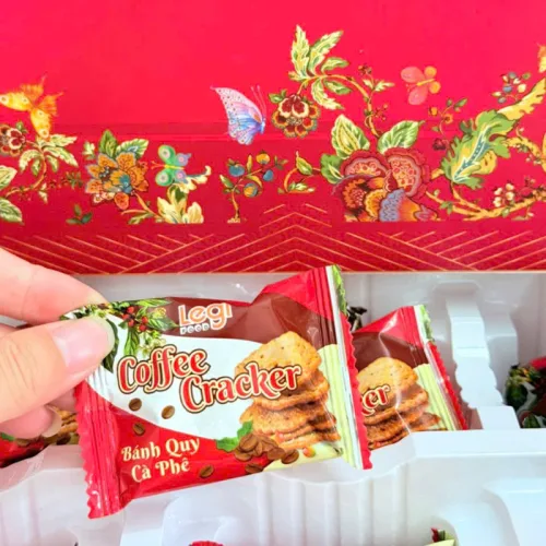 Bánh Hộp Vị Phô Mai, Cà Phê Phúc Hoa Niên - Hộp Bánh Sang Trọng Trang Trí Tết