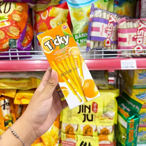 Bánh Que Đũa Phủ Yogurt Cam Ticky Uni Firms Combo 3 Hộp - Màu Cam