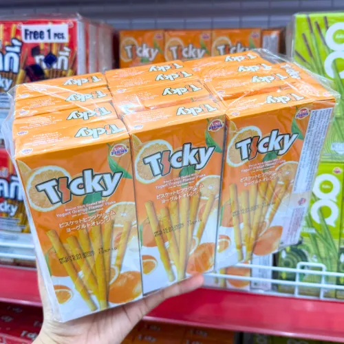 Bánh Que Đũa Phủ Yogurt Cam Ticky Uni Firms Lốc 13 Hộp - Màu Cam