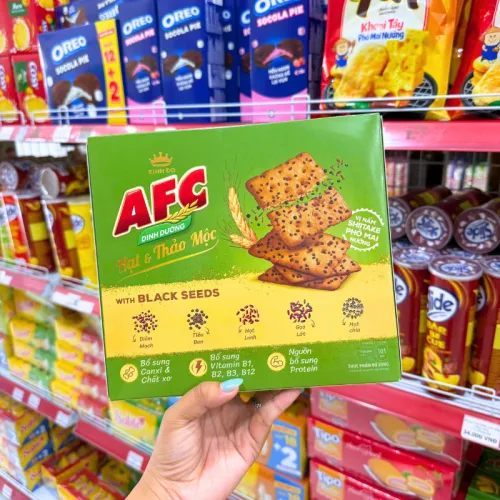 Bánh Afc Hạt Thảo Mộc Vị Nấm Shiitake Phô Mai Nướng 261.6g - Bánh Quy Kinh Đô