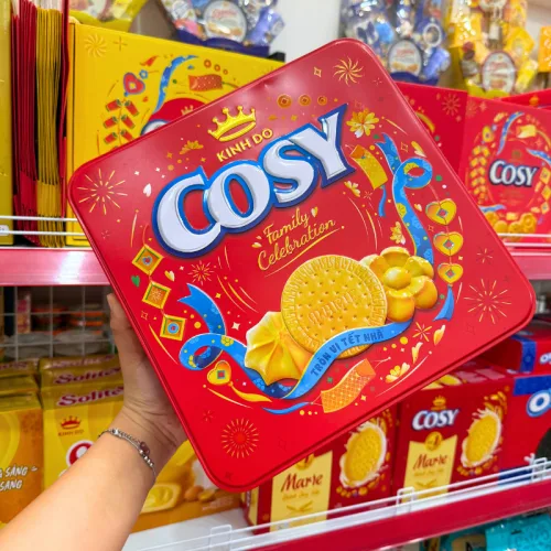 Bánh Quy Bơ Cosy Marie Vị Vani - Bánh Quy Sữa Cosy Hộp Thiếc 408g - (Kèm Túi)