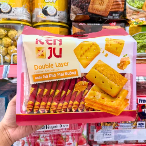 Bánh Quy Kenju 2 Lớp Nhân Gà Nướng Phô Mai 216g - Túi 16 Gói