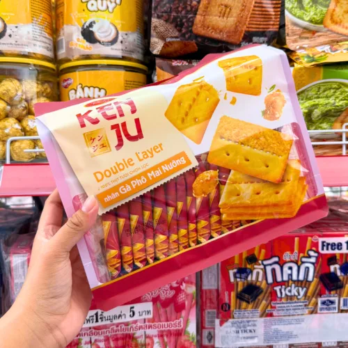 Bánh Quy Kenju 2 Lớp Nhân Gà Nướng Phô Mai 216g - Túi 16 Gói