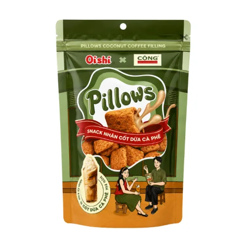 Bánh Quy Nhân Kem OISHI PILLOWS + Cộng Cà Phê Vị Cốt Dừa Cà Phê 80g