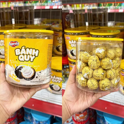 Bánh Quy Nhân Socola Nổ Cắn Bột Nhão Sugarsky 500g - Hộp Vàng phù hợp để tham khảo khi chọn Sugarsky