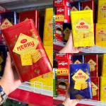 Bánh Quy Đường RICHY MERRY Thiếc Hình Trụ 156g (3 Màu Xanh Dương/ Vàng/ Đỏ)