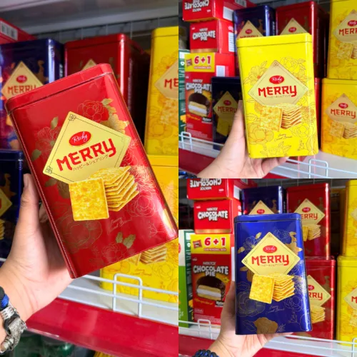 Bánh Quy Đường RICHY MERRY Thiếc Hình Trụ 156g (3 Màu Xanh Dương/ Vàng/ Đỏ) – một lựa chọn đáng tham khảo trong richy