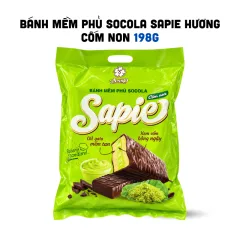 Bánh Mềm Phủ Socola Sapie Hương Cốm Non 198g - Bịch Xanh Lá