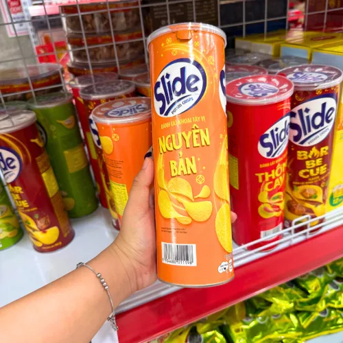 Bánh Snack Khoai Tây Lát Slide Vị Nguyên Bản - Bánh Slide Khoai Tây Màu Cam 145Gr (Hộp To)