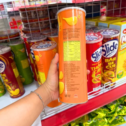 Bánh Snack Khoai Tây Lát Slide Vị Nguyên Bản - Bánh Slide Khoai Tây Màu Cam 145Gr (Hộp To)