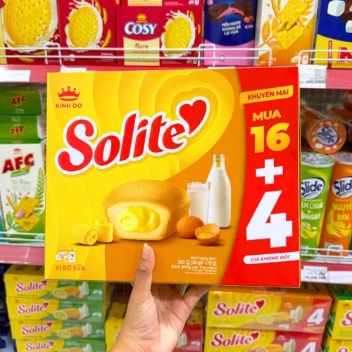 Bánh Solite Tròn Vị Bơ Sữa Hộp 360g (16+4) - Bánh Kinh Đô Solite