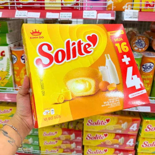 Bánh Solite Tròn Vị Bơ Sữa Hộp 360g (16+4) - Bánh Kinh Đô Solite