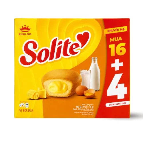 Bánh Solite Tròn Vị Bơ Sữa Hộp 360g (16+4) - Bánh Kinh Đô Solite