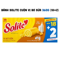 Bánh Solite Vị Bơ Sữa - Bánh Bông Lan Cuộn Kem Vị Bơ Sữa Solite 360g (18+2)