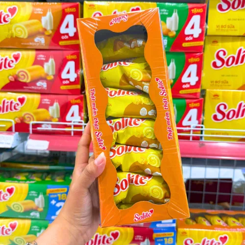 Bánh Solite Vị Bơ Sữa - Bánh Bông Lan Cuộn Kem Vị Bơ Sữa Solite 360g (18+2)