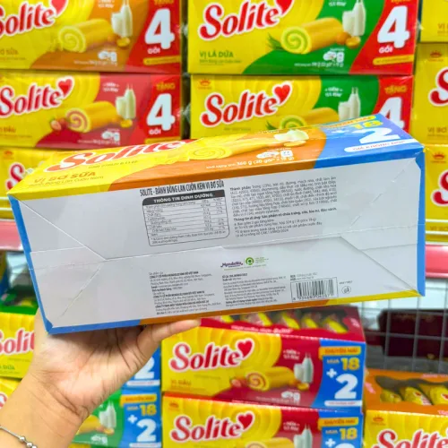 Bánh Solite Vị Bơ Sữa - Bánh Bông Lan Cuộn Kem Vị Bơ Sữa Solite 360g (18+2)