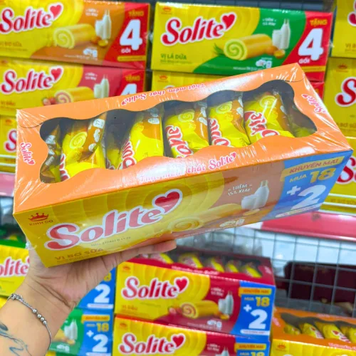 Bánh Solite Vị Bơ Sữa - Bánh Bông Lan Cuộn Kem Vị Bơ Sữa Solite 360g (18+2)