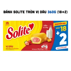Bánh Solite Vị Dâu - Bánh Bông Lan Tròn Kem Vị Dâu Solite 360g (18+2)