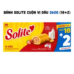 Bánh Solite Vị Dâu - Bánh Bông Lan Cuộn Kem Vị Dâu Solite 360g (18+2)